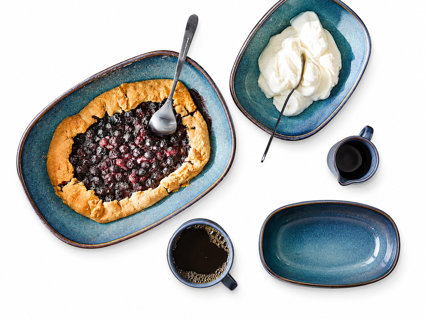 Blue Deep Oval Serving Bowl