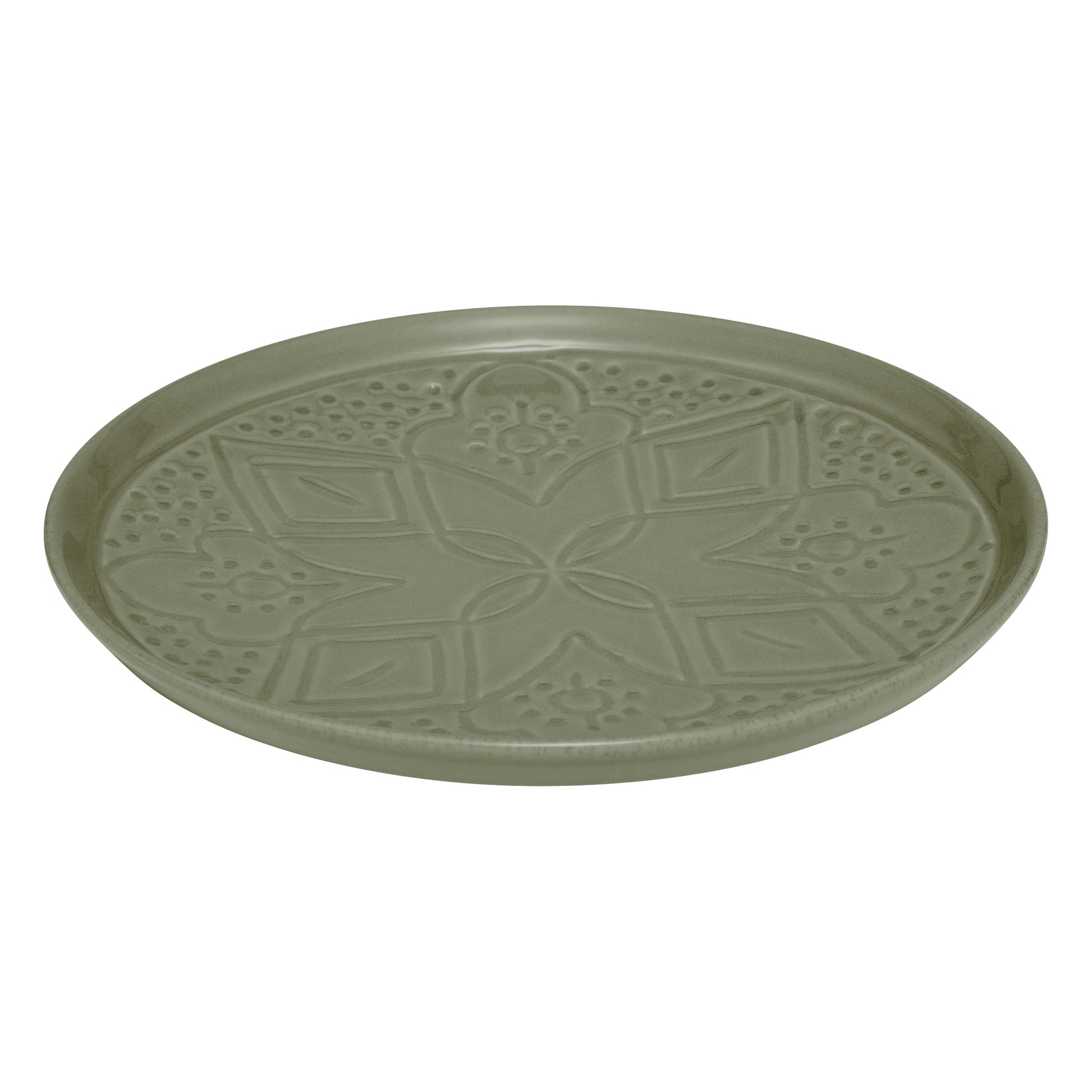 Sienna Dessert Plate 20 cm Olive Green Faience Embossed