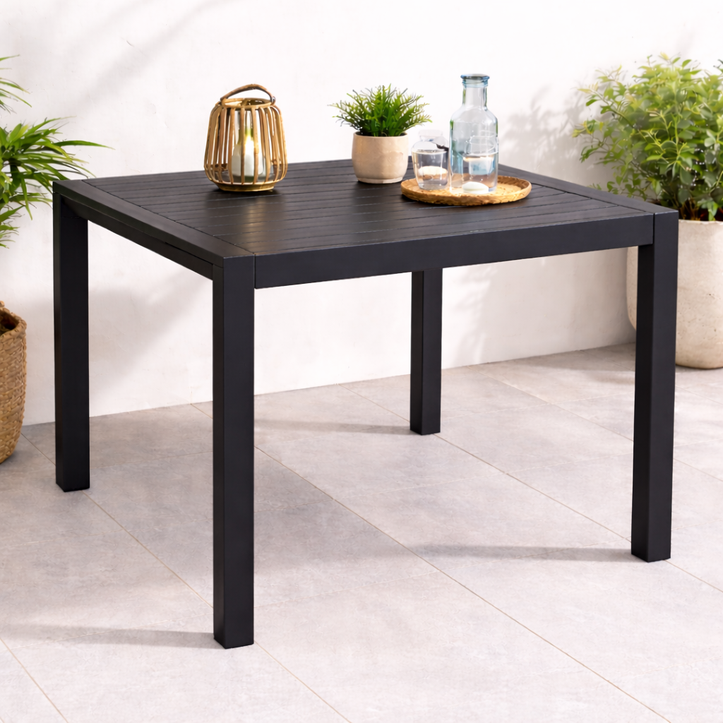 Modern Square Outdoor Table 95×95×74 cm – Dark Grey Aluminum