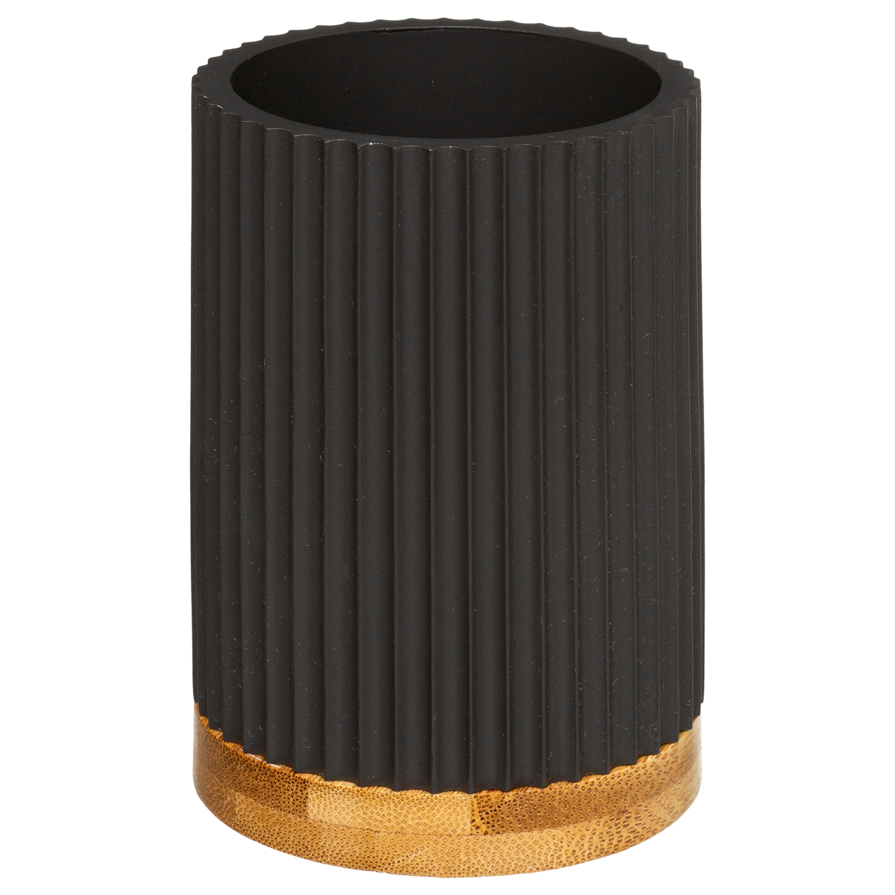 Toothbrush Holder Modern Polyresin with Bamboo Base
