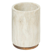 Tumbler Come Polyresin Toothbrush Holder with Wood Base, 7 x 10.5 cm