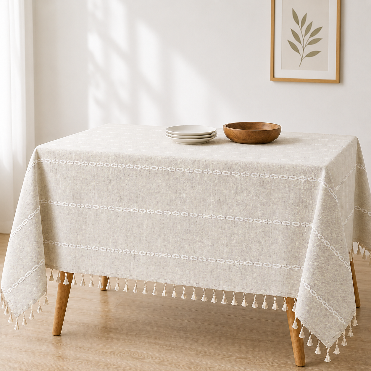 Tablecloth with Tassel Lace – 140 × 180 cm