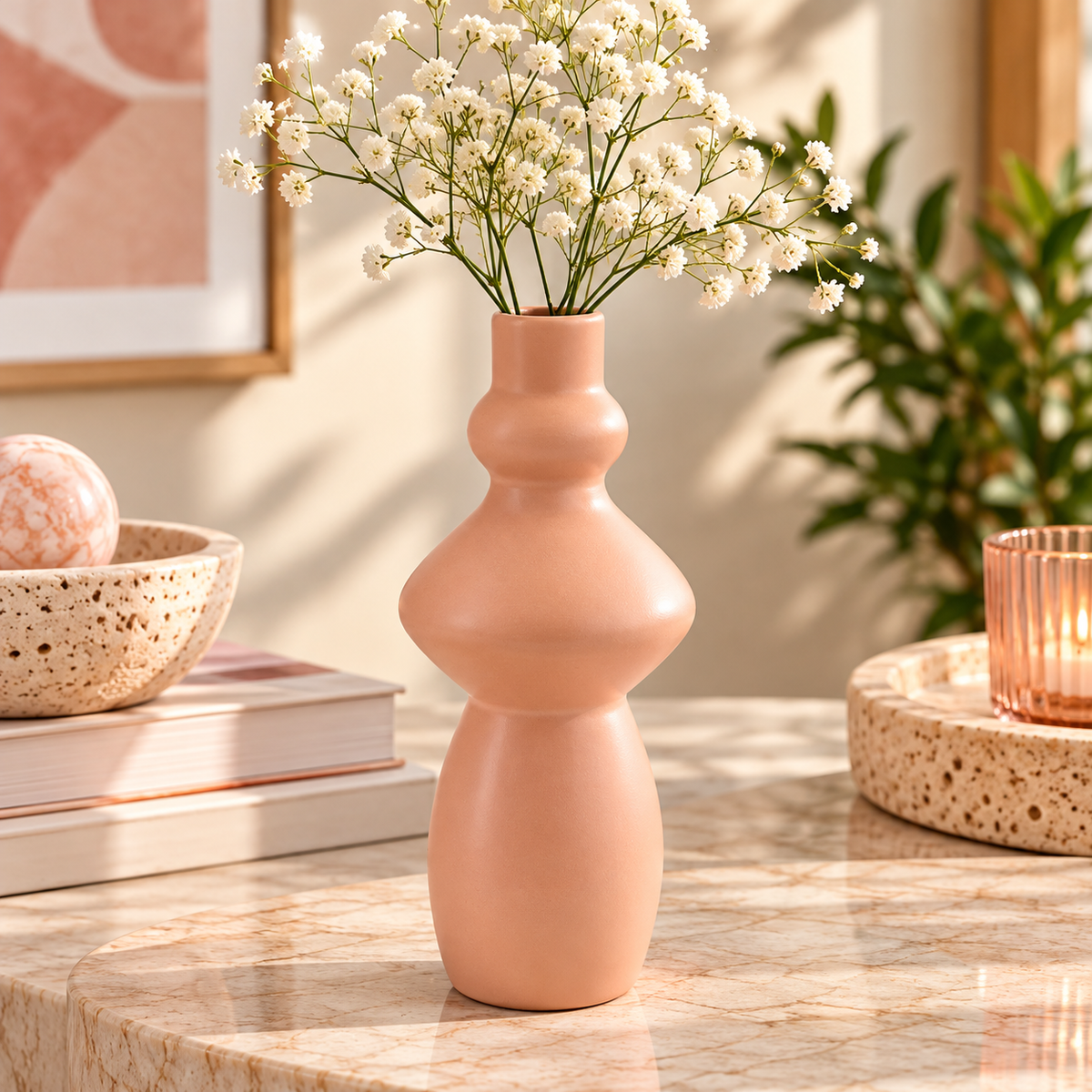 Porcelain Ceramic Vase - 22cm, Stylish Home Decoration