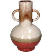 Vase Stoneware Red Decorative Table Accent, Modern Glazed Finish