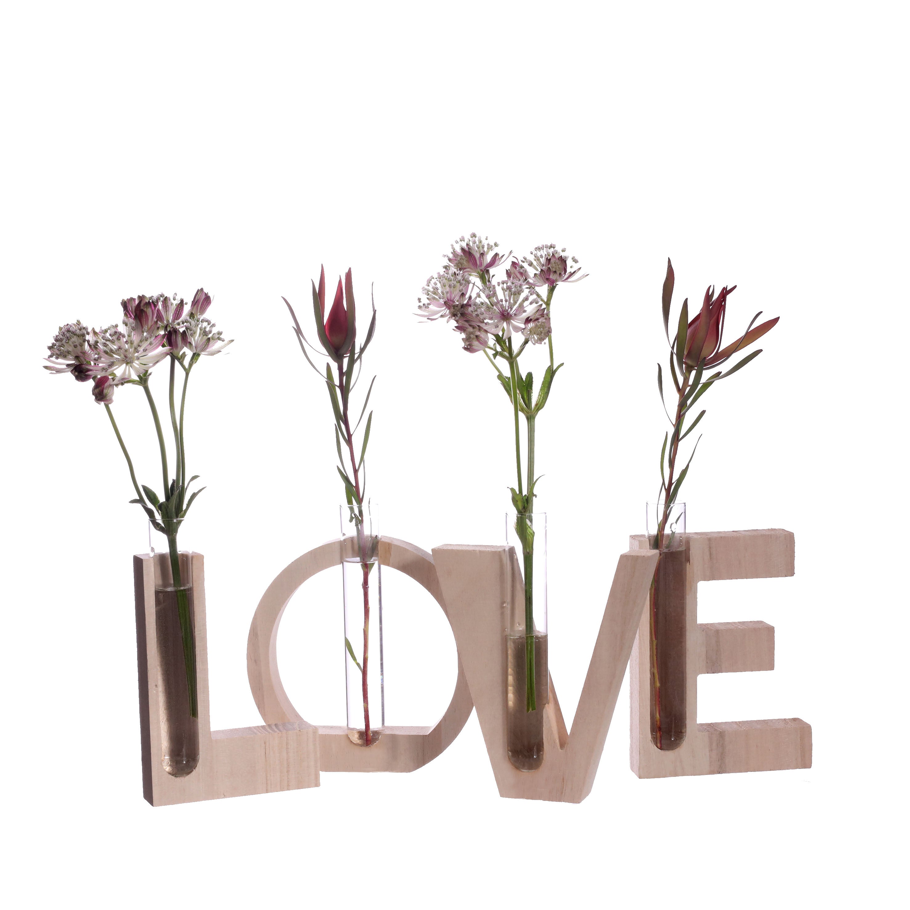 Decorative Wooden Letters with Vase Insert