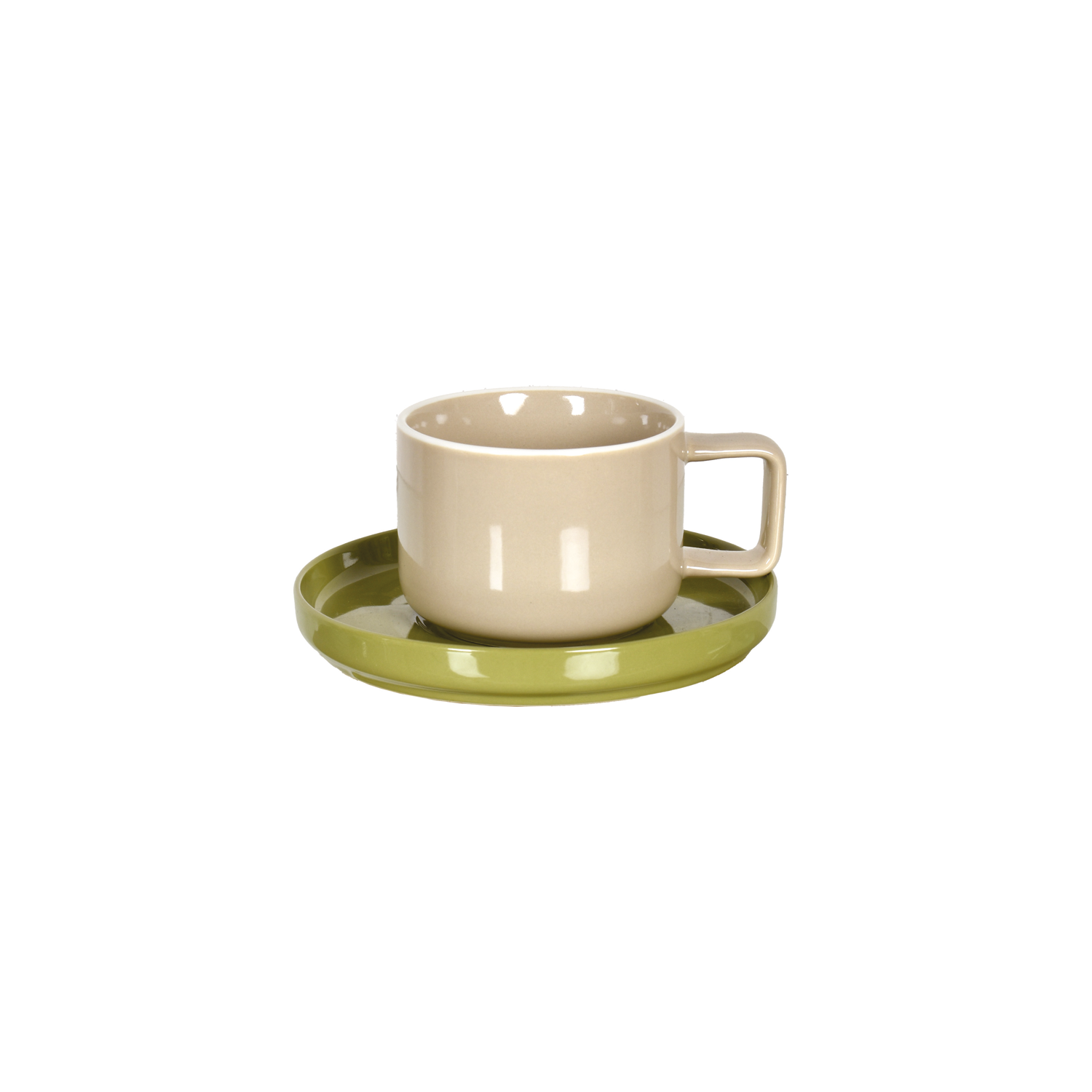 Chic Mug with Saucer Two-Tone Earthenware Cup Set for Kitchen