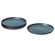 Ocean Blue Dessert Plate with Golden-Brown Details