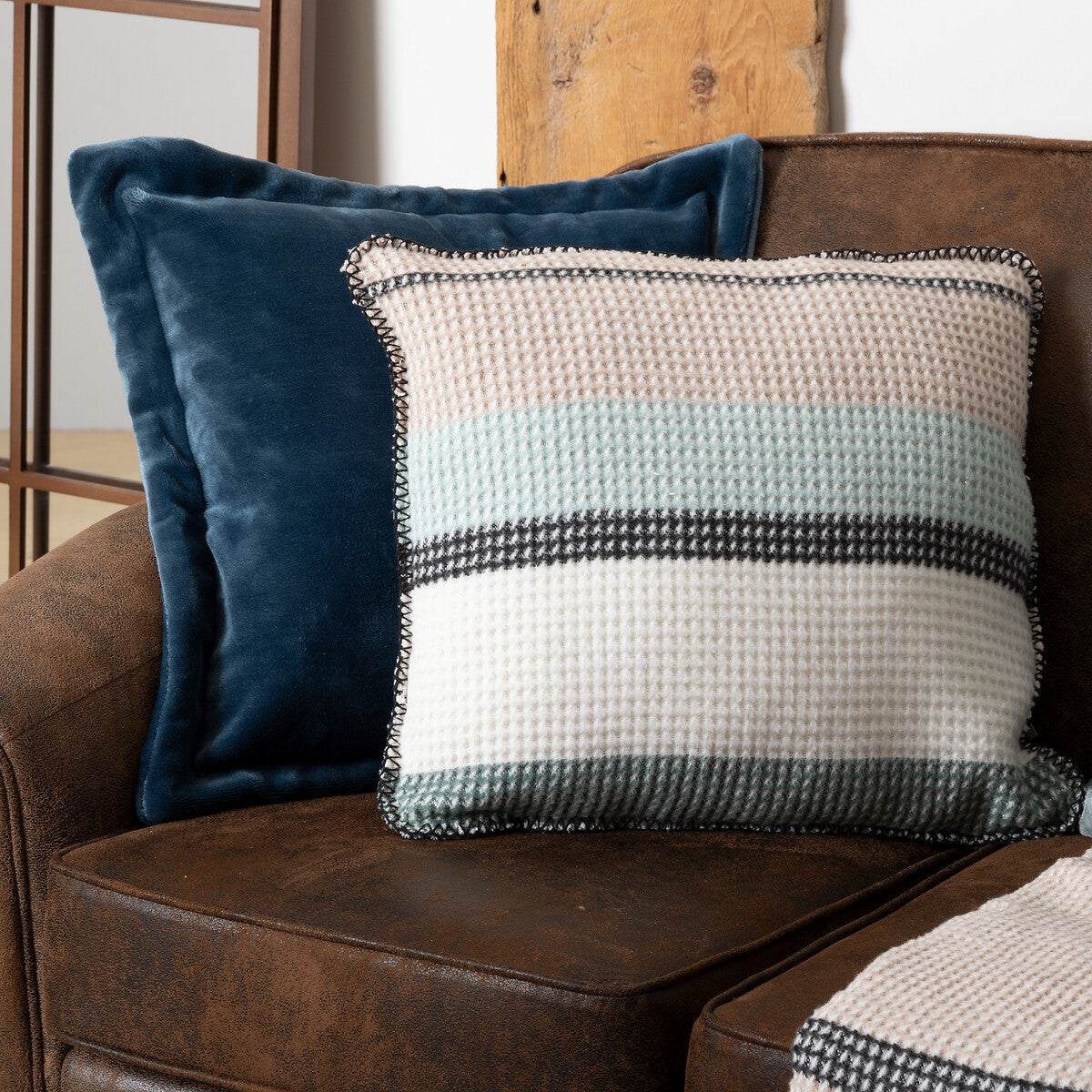 Owen Cushion with Tartan Honeycomb Design