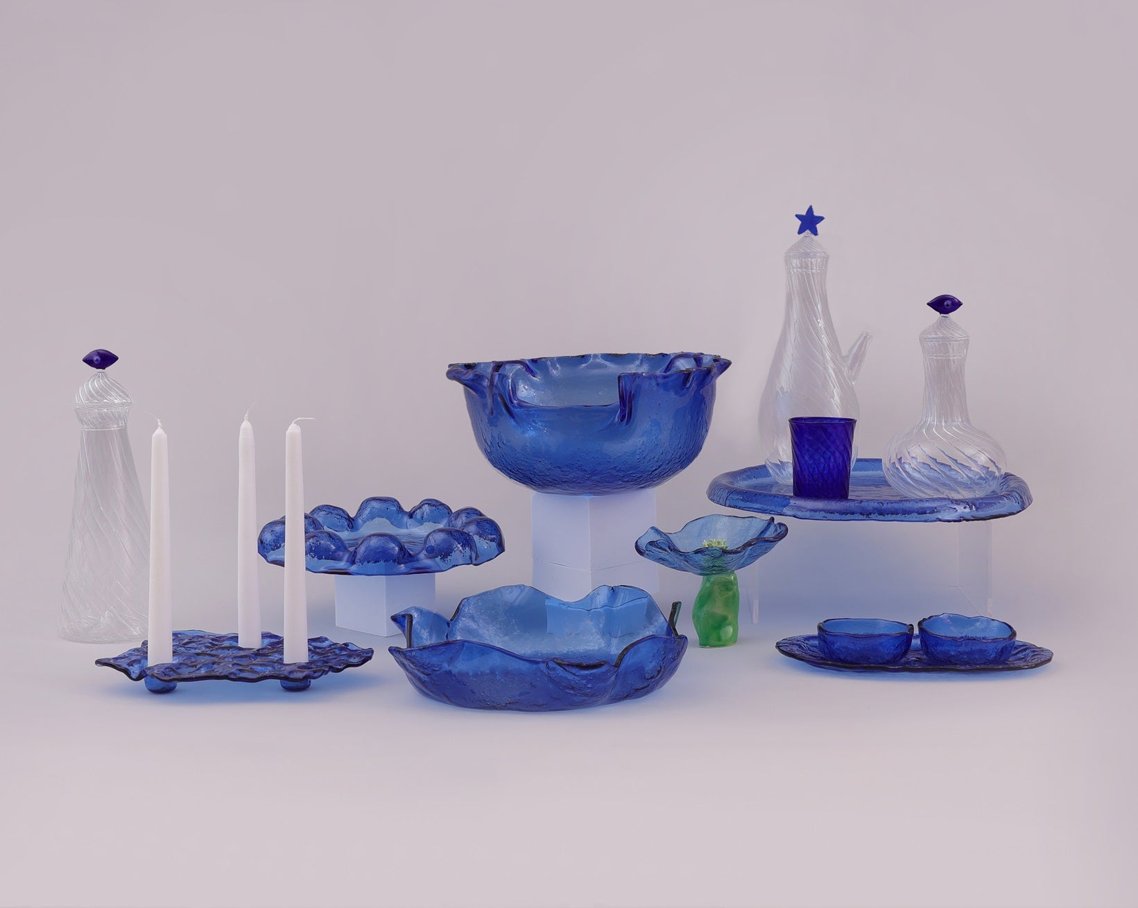 Handmade Blue Glass Candle Holder