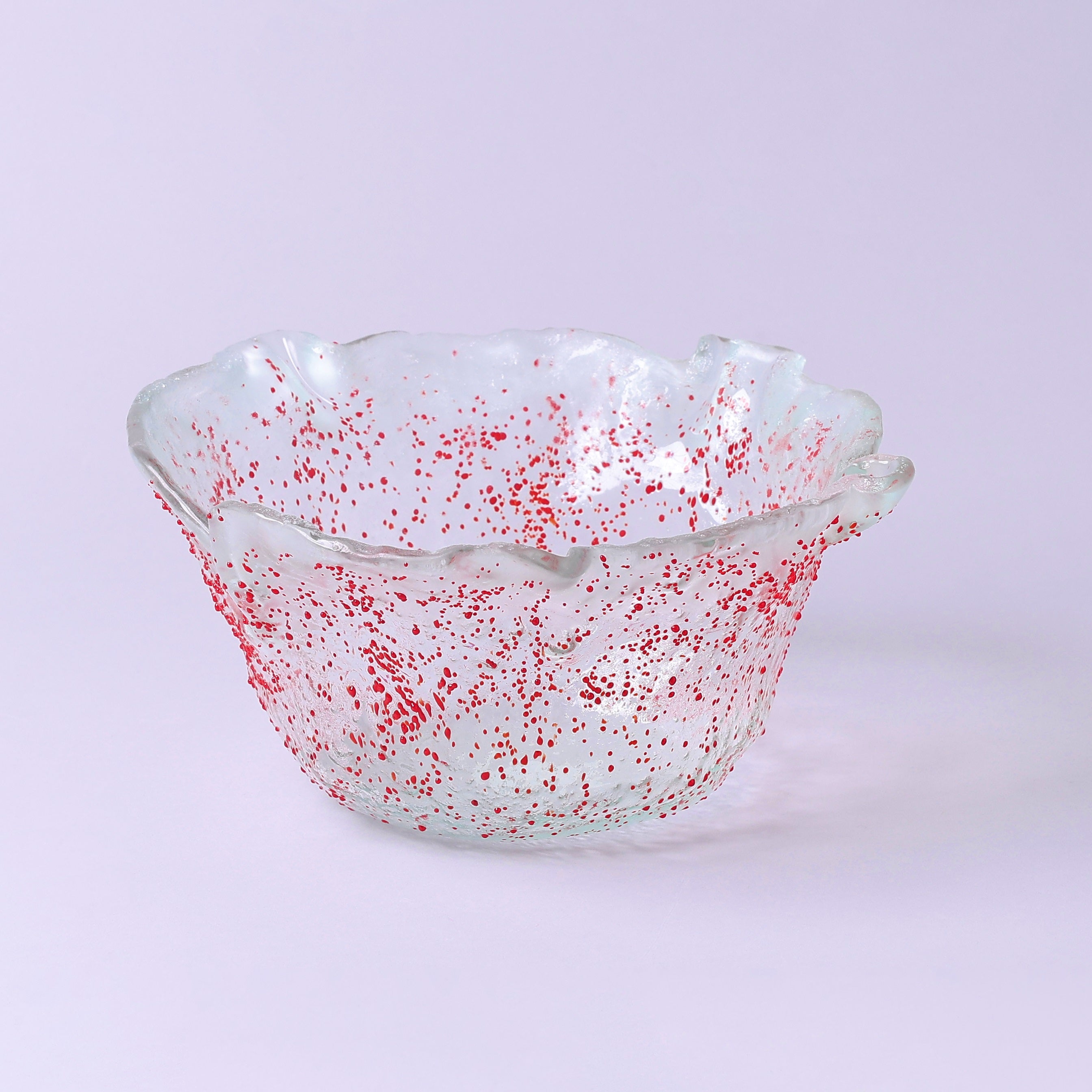 Handmade Glass Serving Bowl with Colorful Patterns