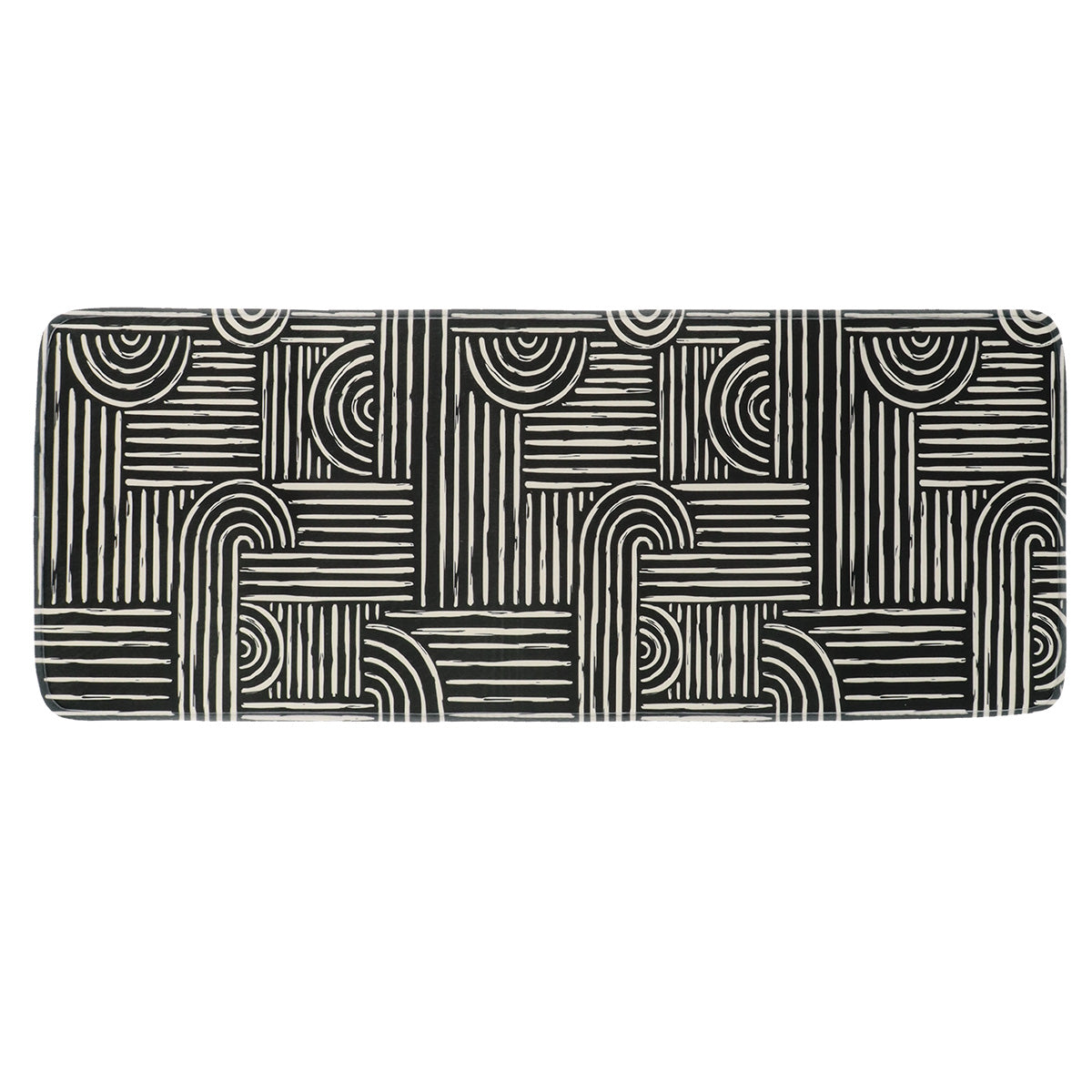 Printed Microfiber Mat Black And White Geometric Area Rug 45x120cm