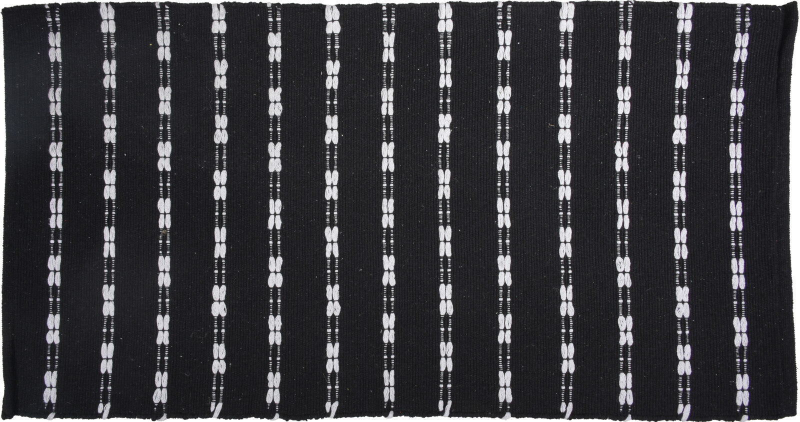 Black Cotton Rug with White Details, 70 x 140 cm