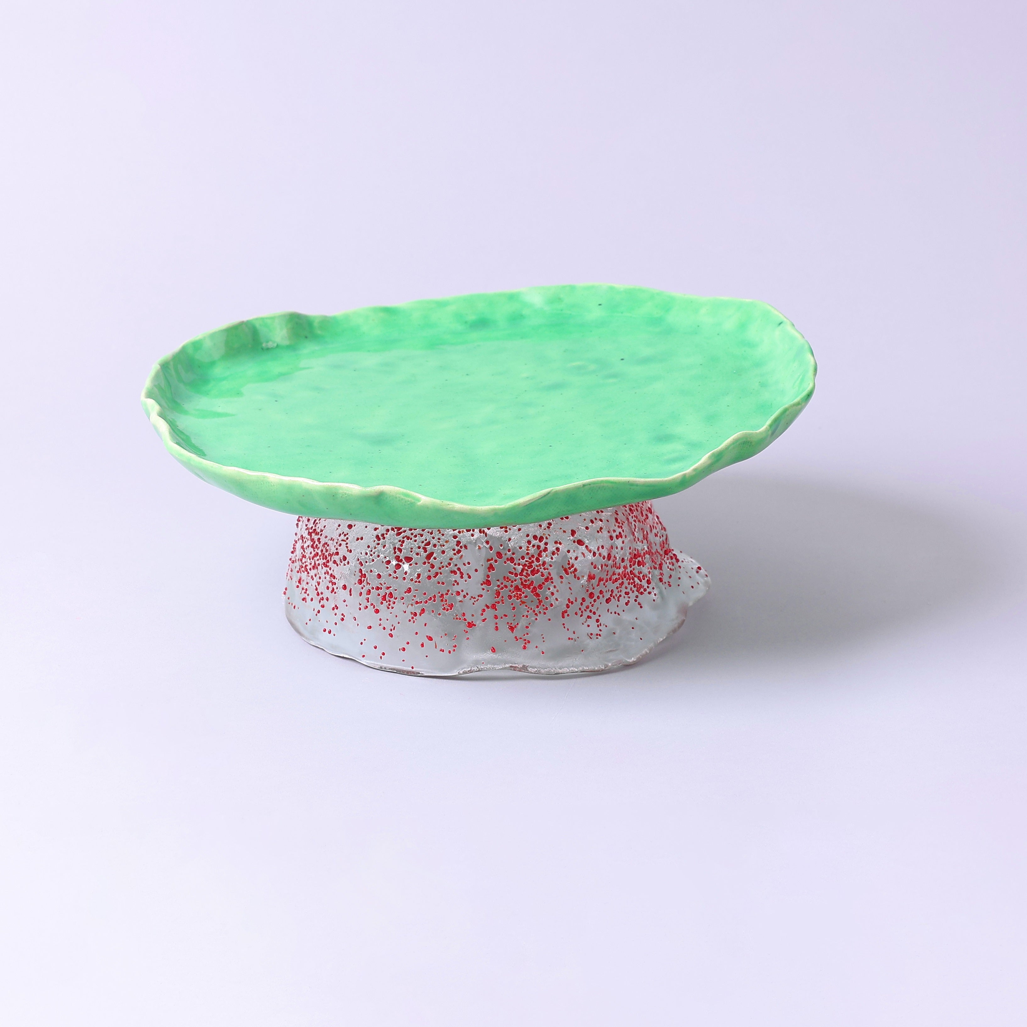 Handmade Ceramic Serving Plate with Glass Stand
