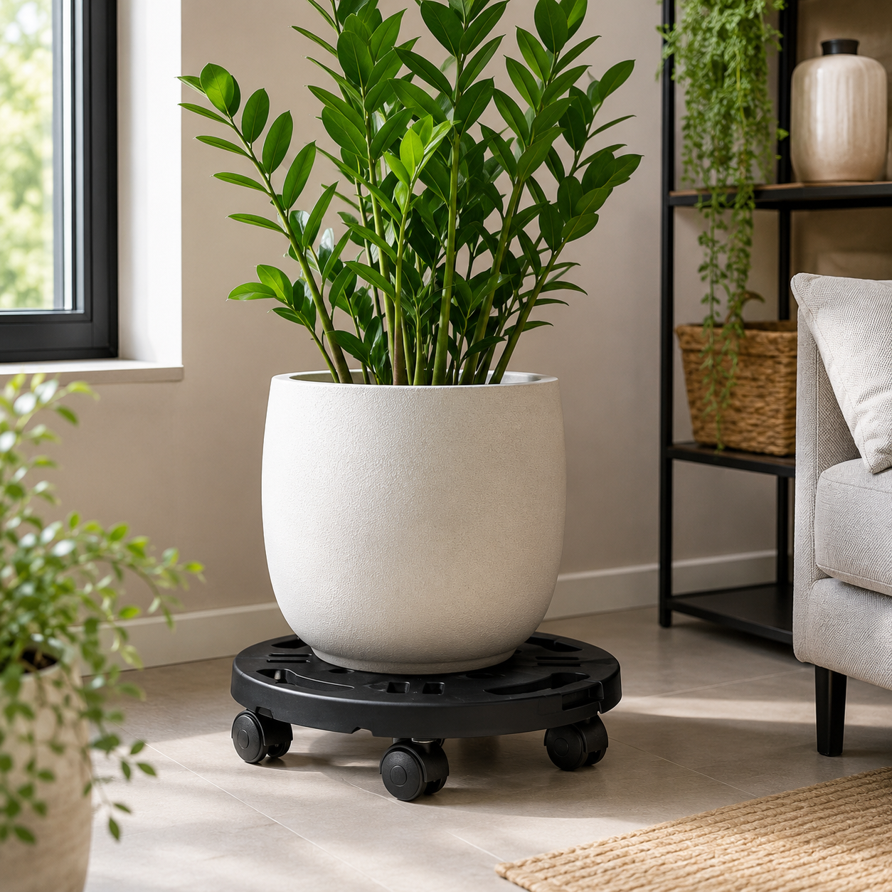 Round Plant Caddy with Wheels