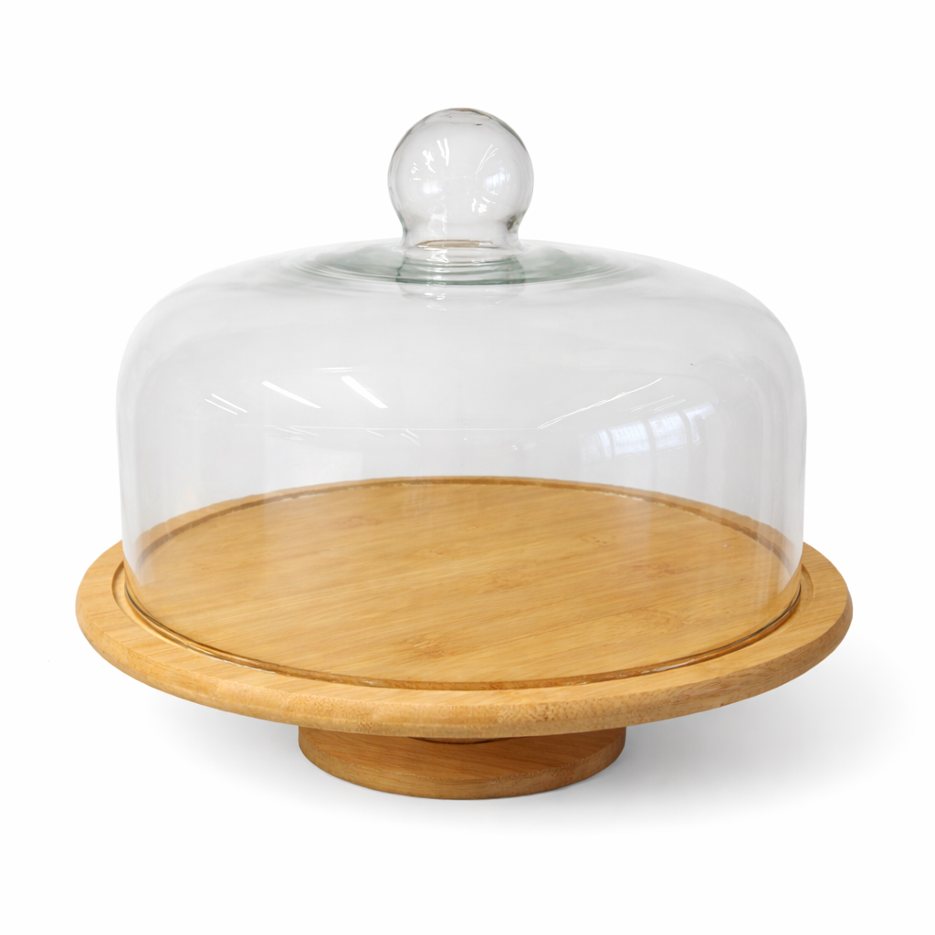 ROUND WOOD TRAY W/COVER