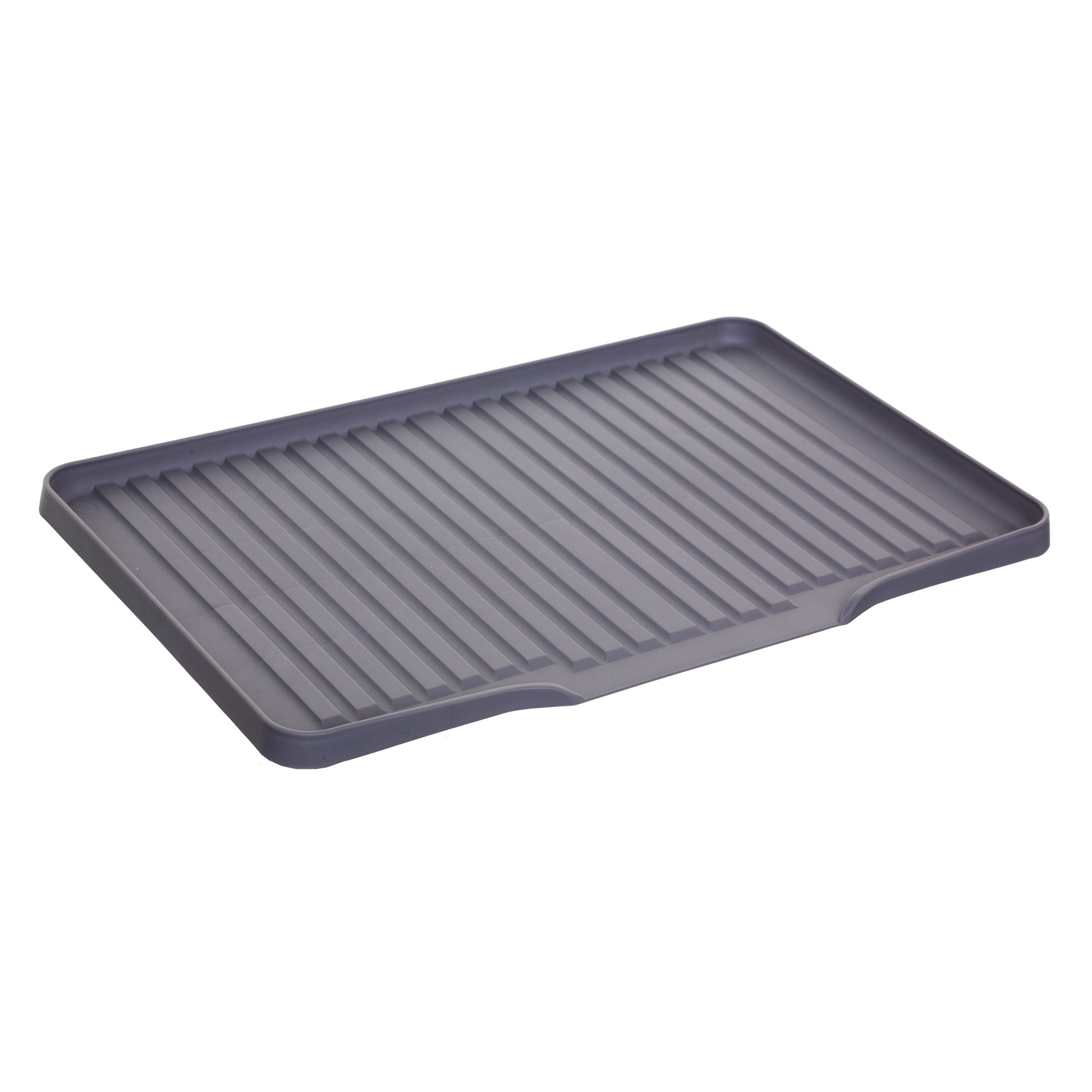 Dish Draining Tray, Rigid with Water Evacuation, Grey