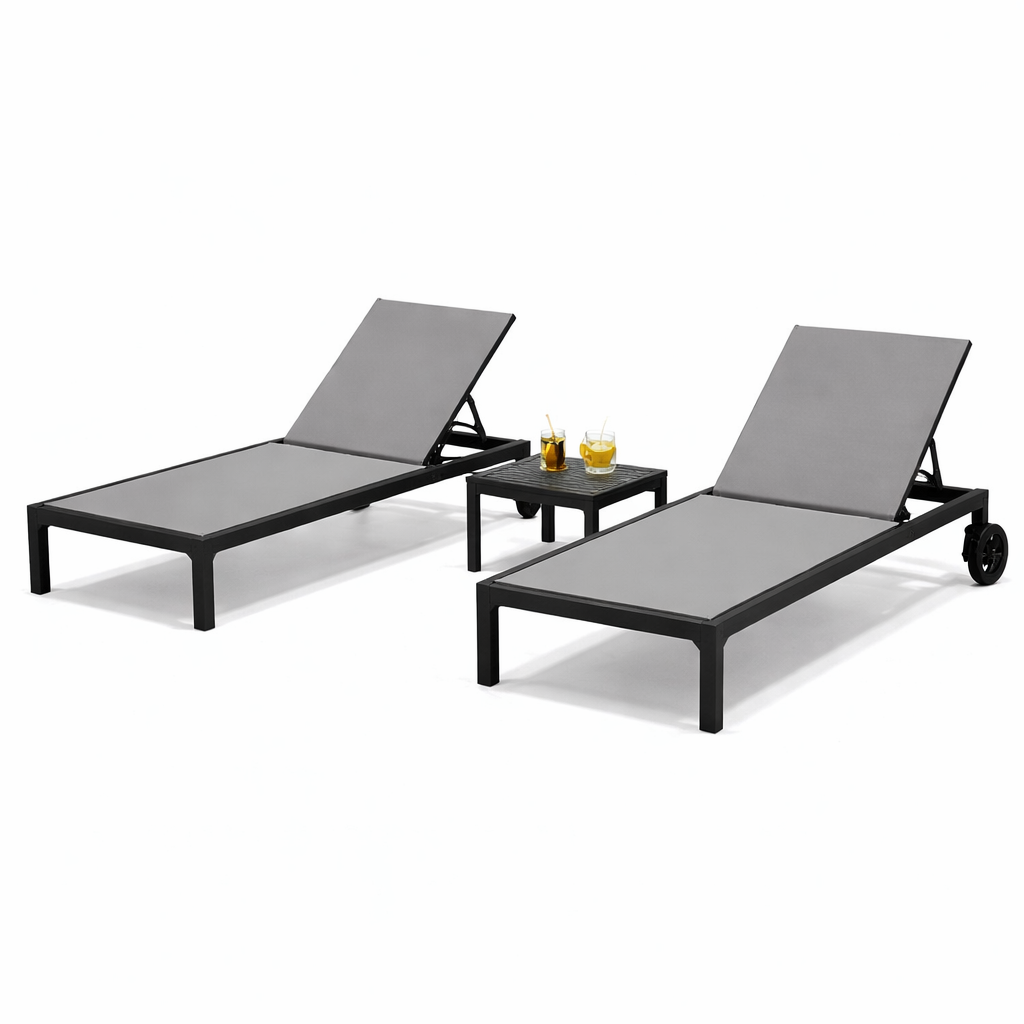 Calibri Aluminum Sunlounge Adjustable Outdoor Recliner with Wheels