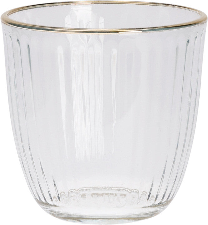 Drinking Glass 295 ml Transparent Stripe Design Gold Rim