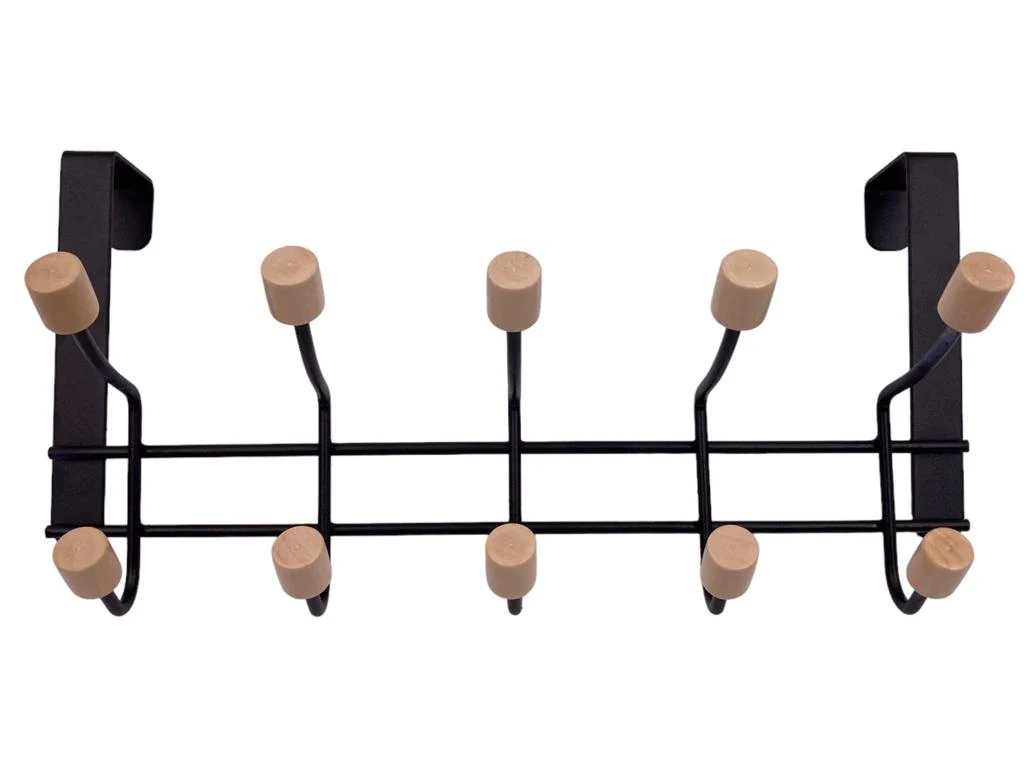 Black Metallic Over-the-Door Hanger with 10 Hooks