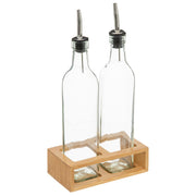 SET BOTTLE O/V X2 GLASS+BAMBOO