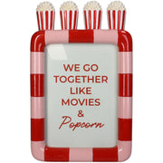 Popcorn Movie Night Polyresin Photo Frame 18 x 13 cm Red Pink