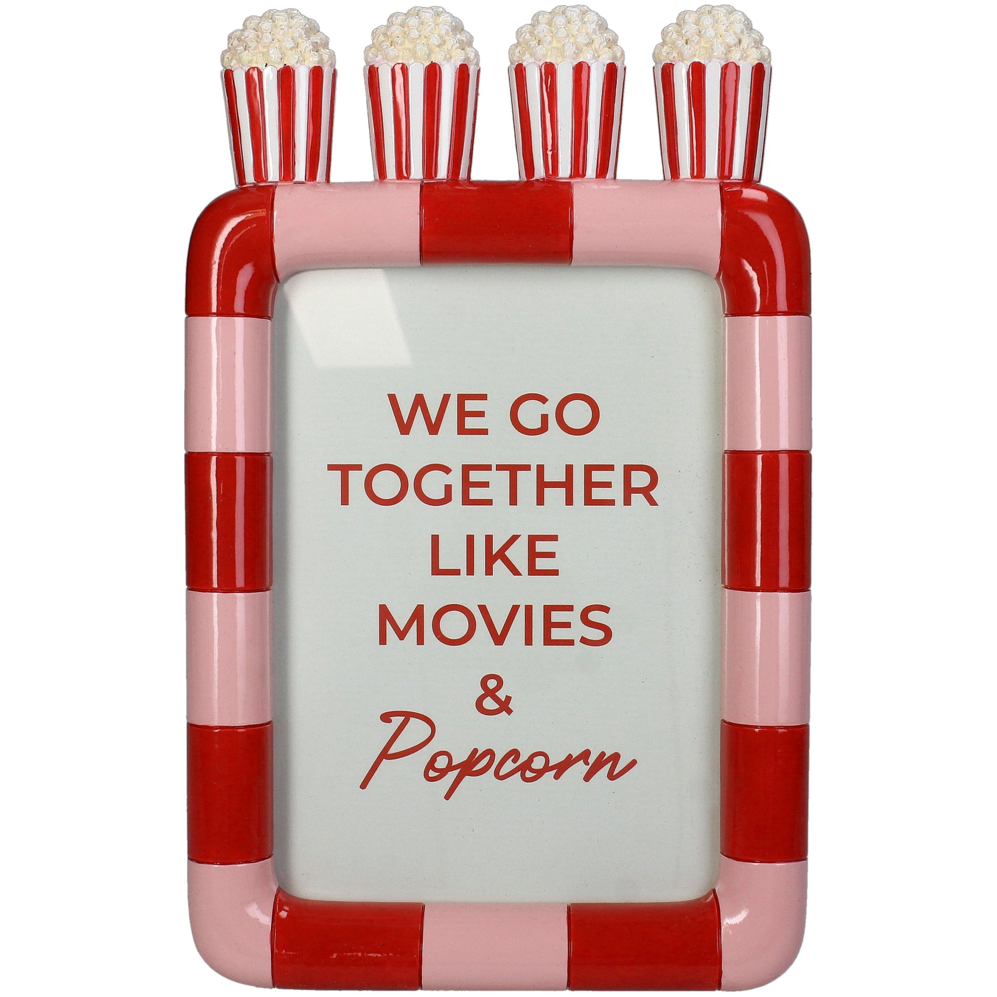 Popcorn Movie Night Polyresin Photo Frame 18 x 13 cm Red Pink