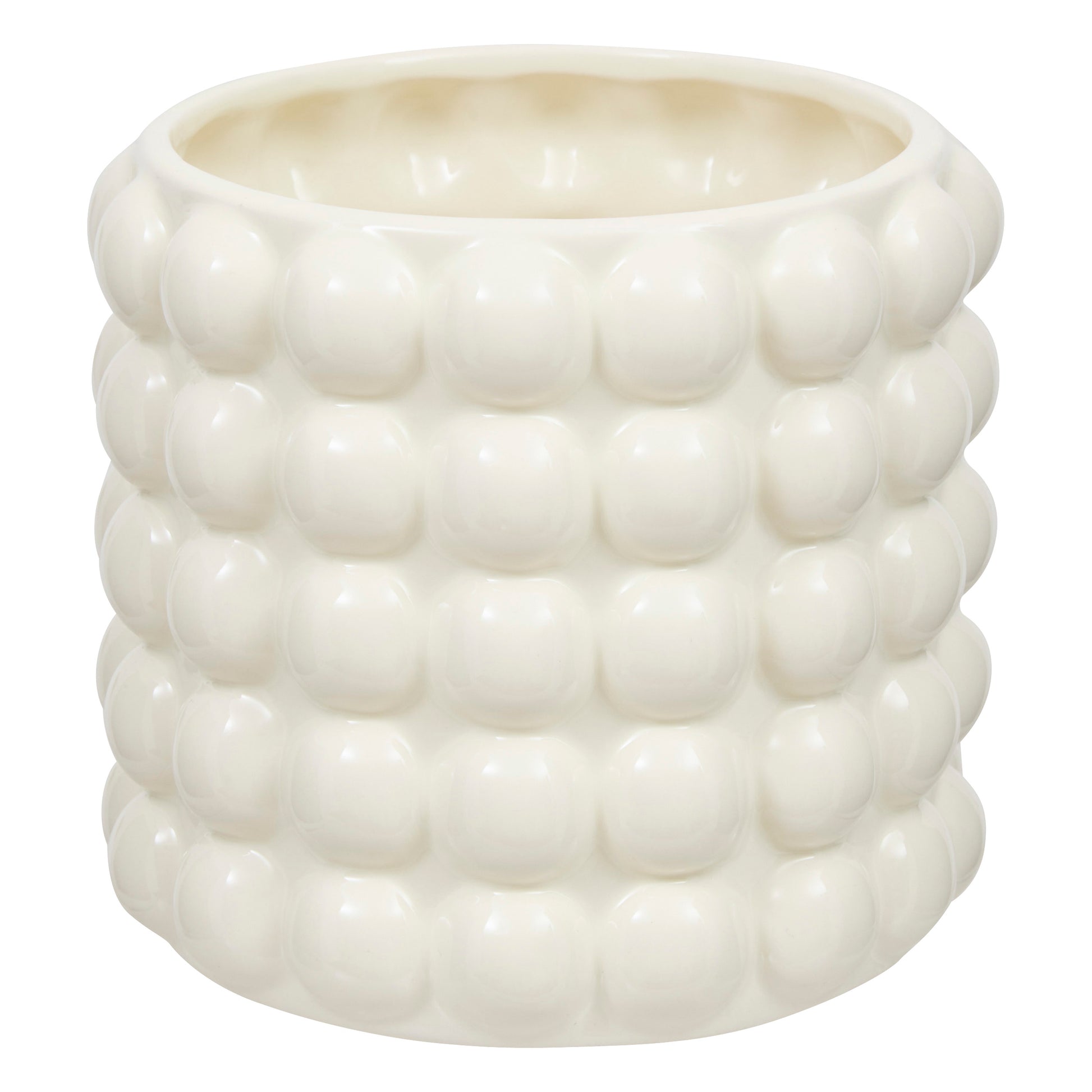 Plant Pot "Sky" — Small Glazed Dolomite Planter with Textured Dots D.16 x H.14 cm