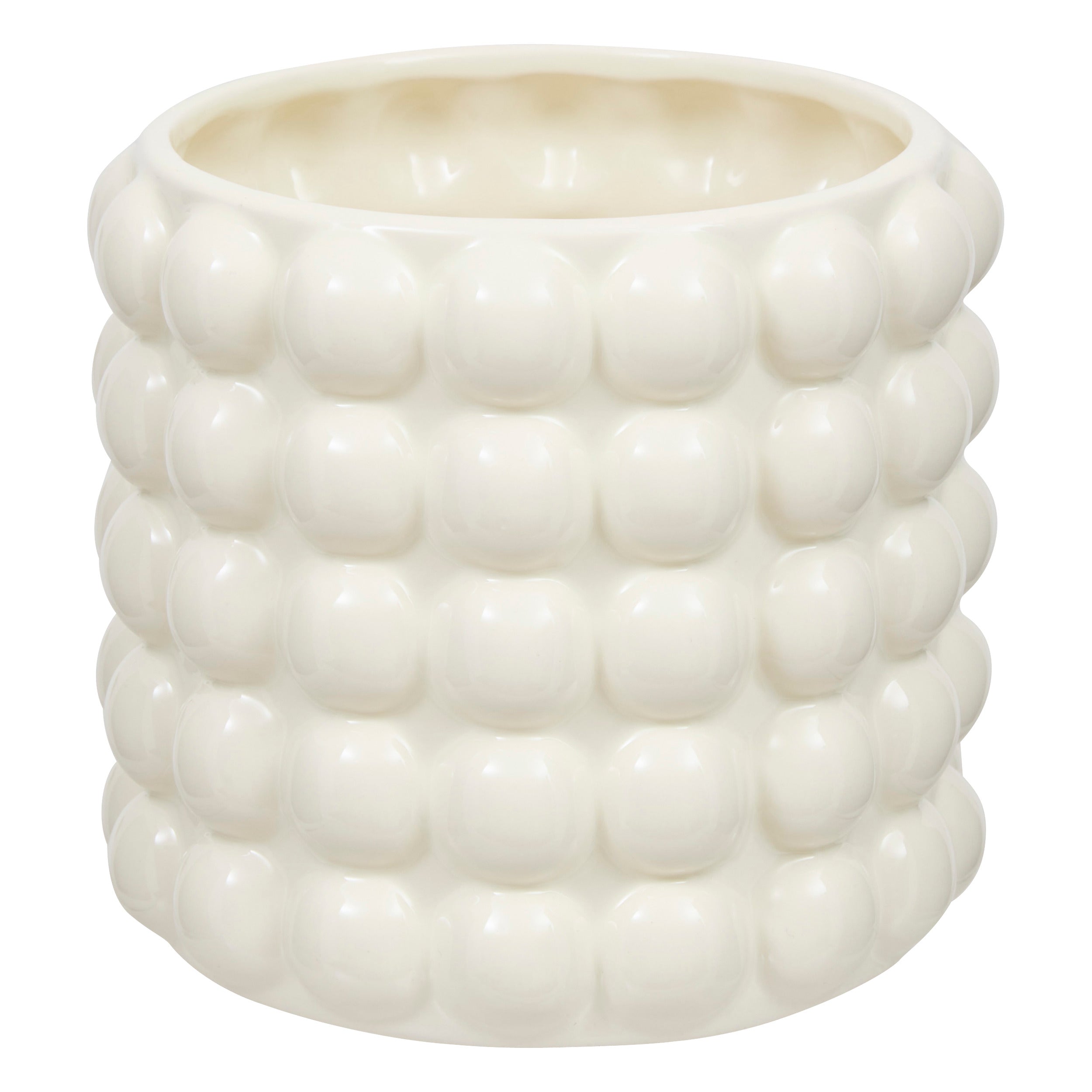 Plant Pot "Sky" — Small Glazed Dolomite Planter with Textured Dots D.16 x H.14 cm