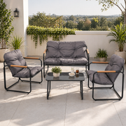 Steel Lounge Set with Teak Accents