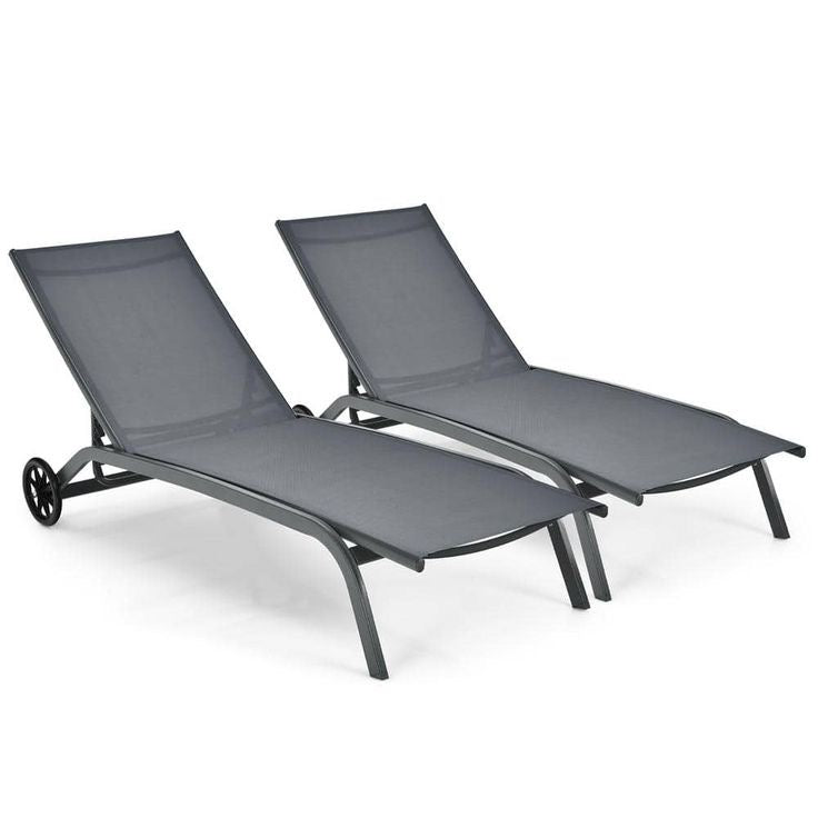 Coral Aluminum Sunlounge Adjustable Outdoor Recliner with Wheels