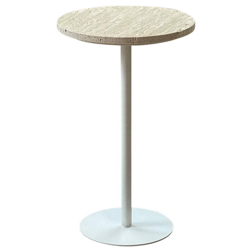 Travertine Infinity Side Table Modern Metal Accent Table