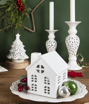 White Home Candle Holder