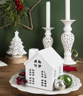 White Home Candle Holder