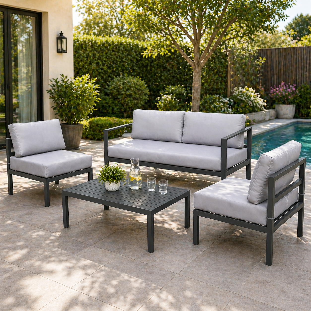 Contemporary Steel Lounge Set