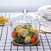 Glass Cooker Borosilicate Pot With Lid For Stove And Microwave