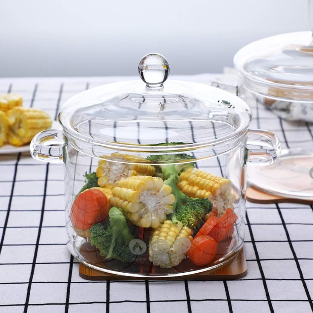 Glass Cooker Borosilicate Pot With Lid For Stove And Microwave