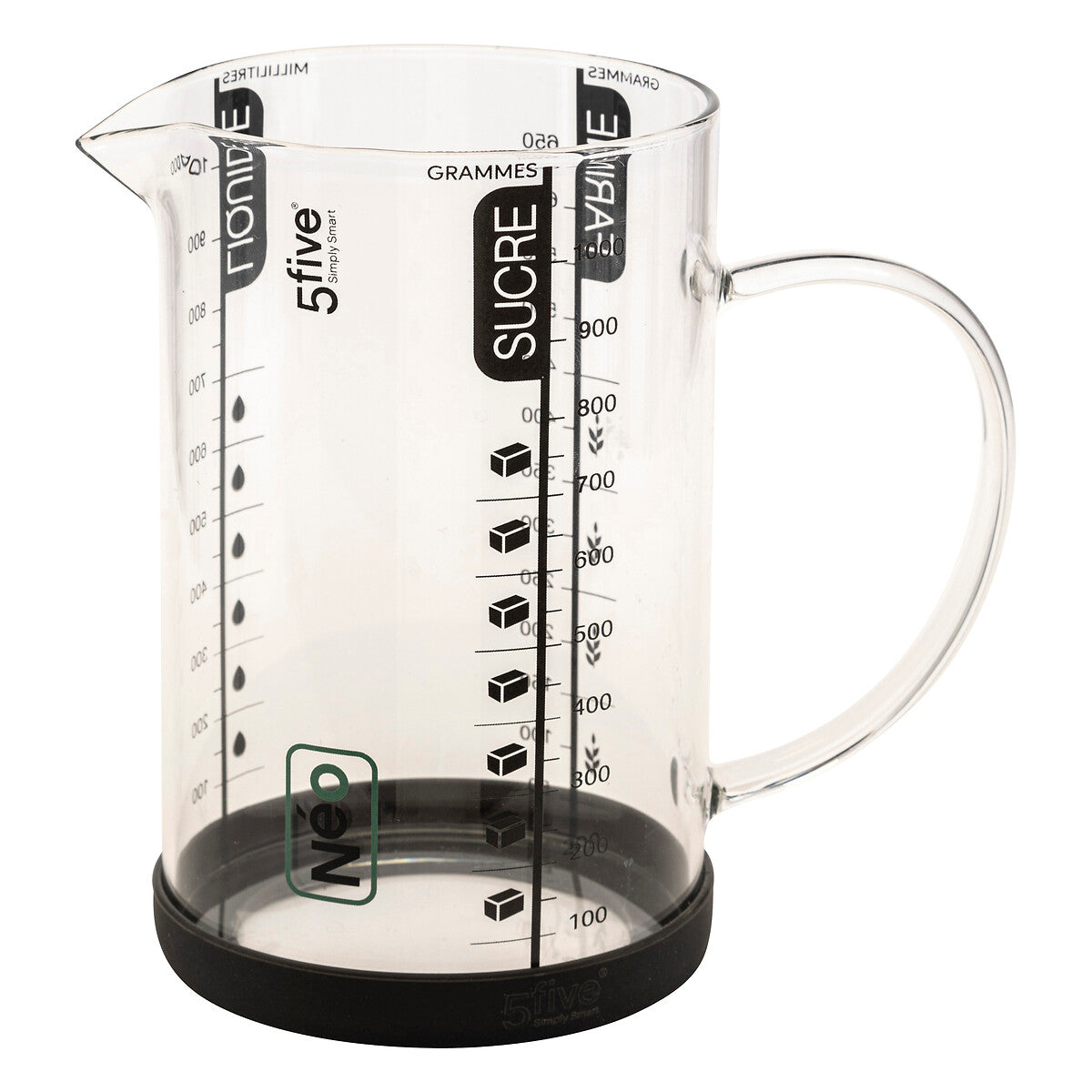 1L Glass Measuring Cup with Silicone Base
