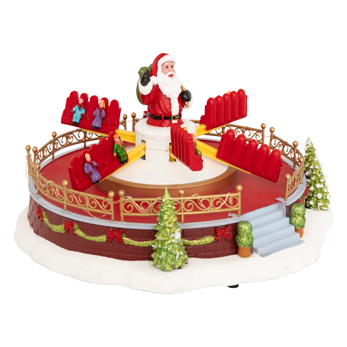 Santa Carousel with 25 Multicolor LED, Musical with Movement Polyresin