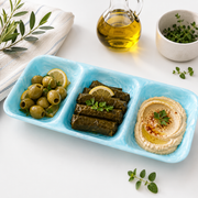 Resin 3-Compartment Flat Serving Dish – Blue 36 × 14 × 3.3 cm