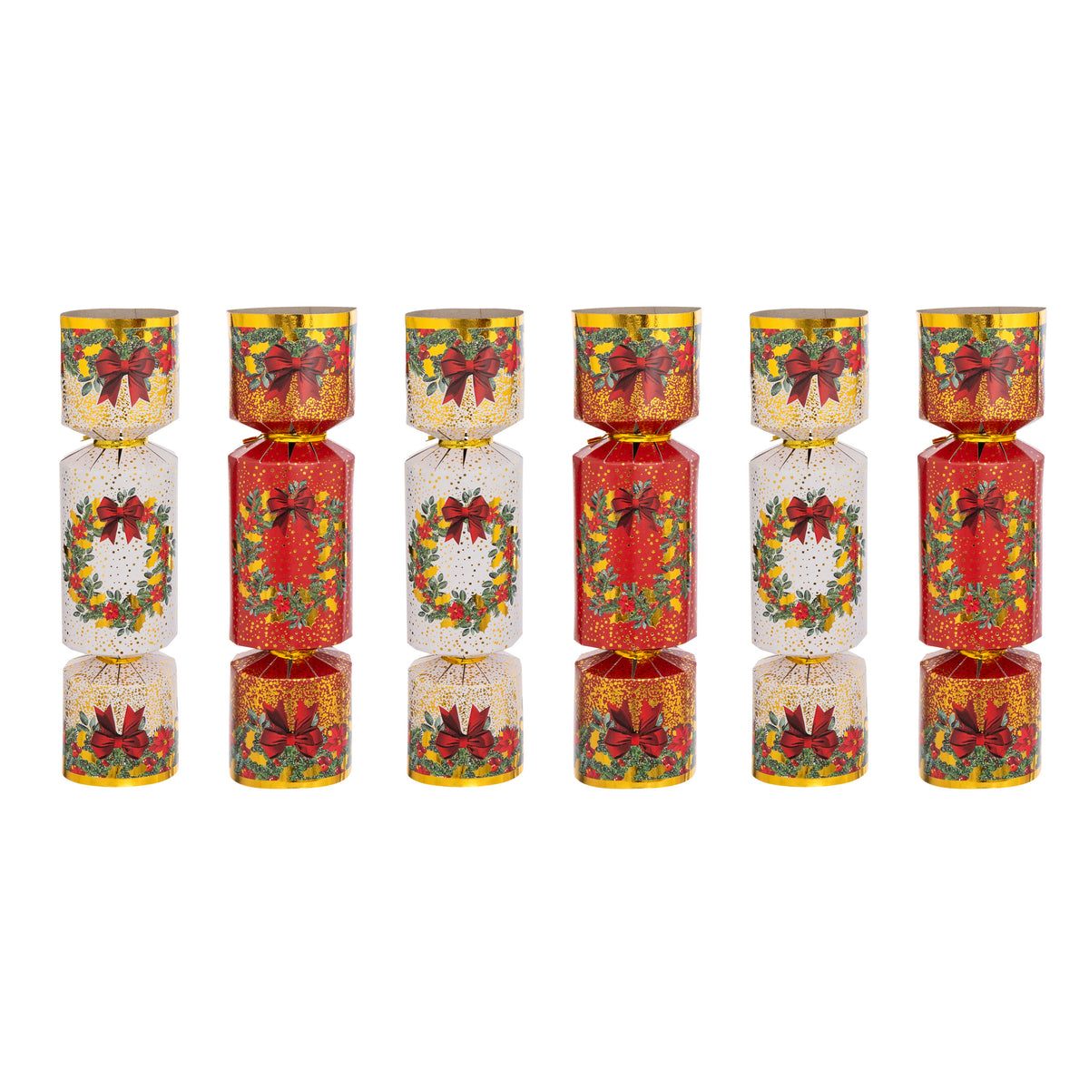 Set of 6 Christmas Wreath Paper Crackers, D. 5 x W. 20 cm