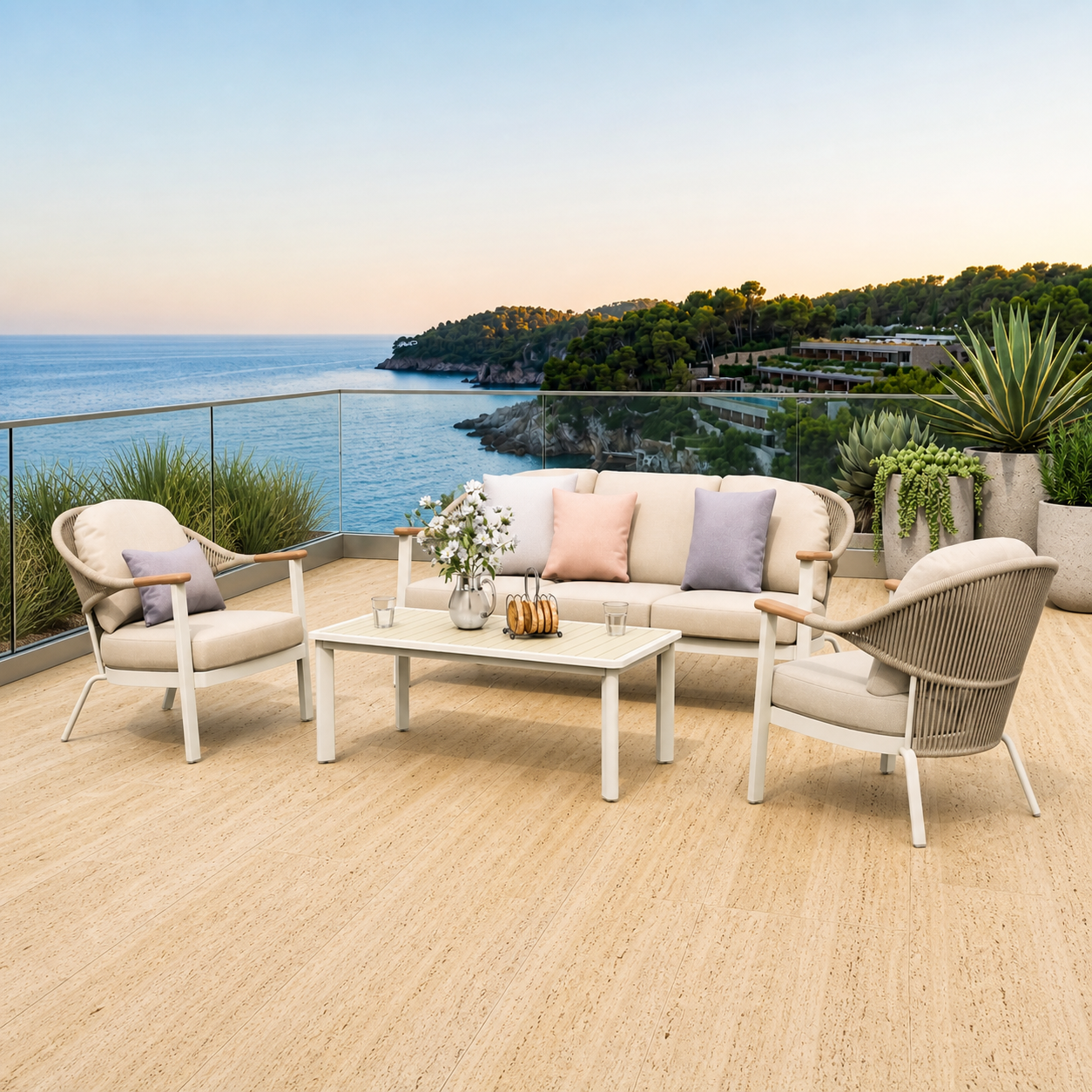 Modern Rope Outdoor Lounge Set – 5 Persons