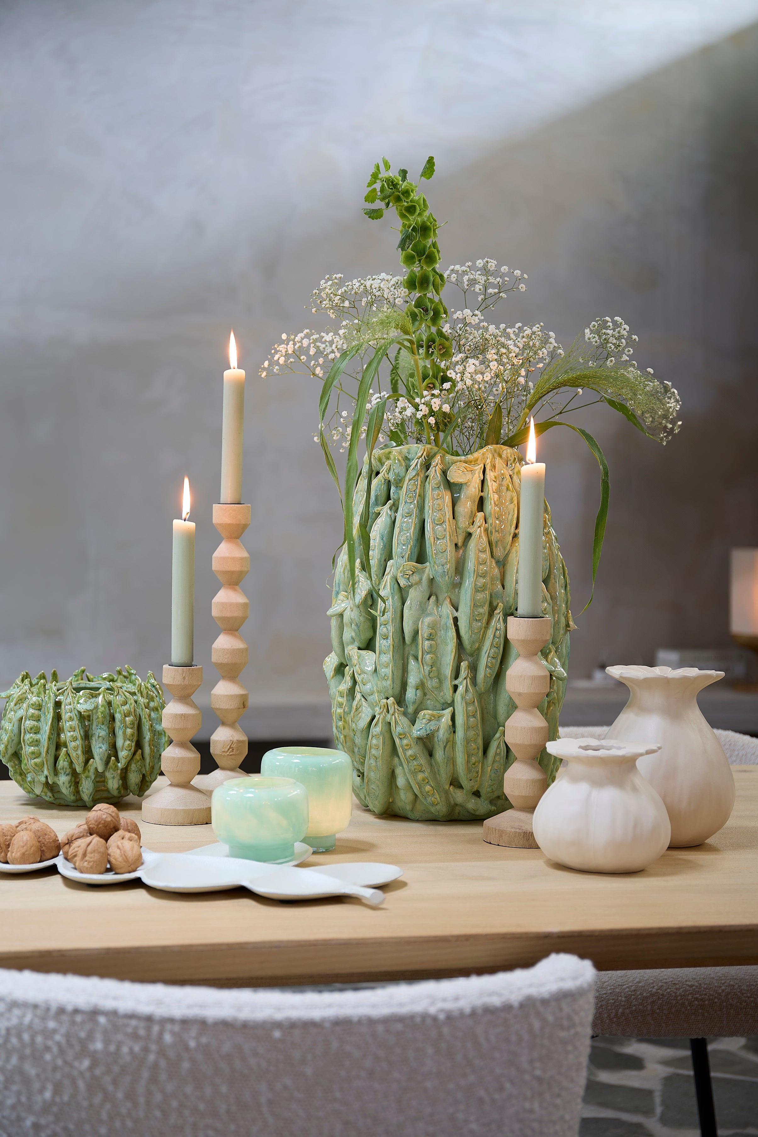 Tealight Glass Mint Green Candle Holder, Round Decorative Accent