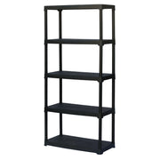5 Plastic Shelving System - Black, 80x40x175 cm Storage Solution
