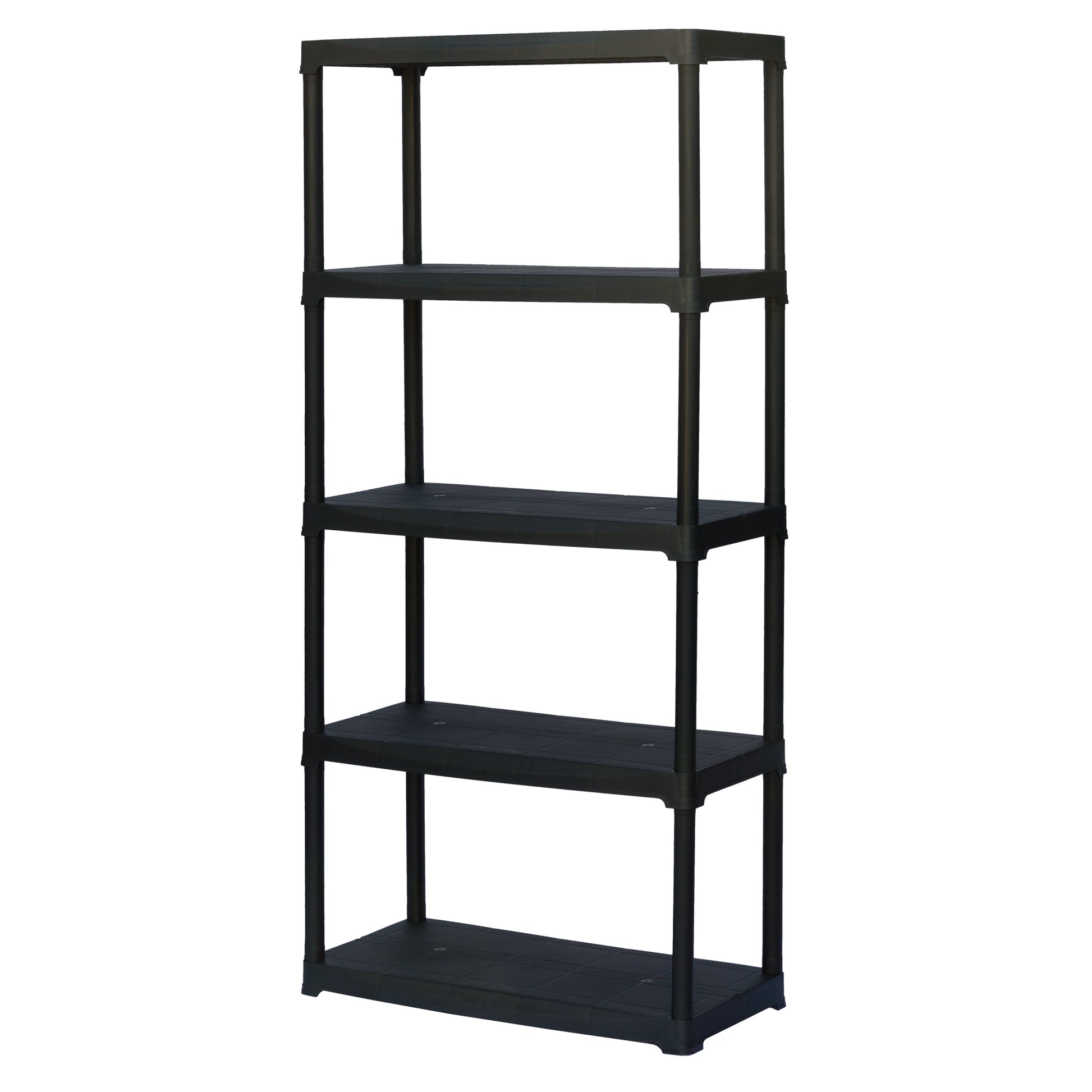 5 Plastic Shelving System - Black, 80x40x175 cm Storage Solution