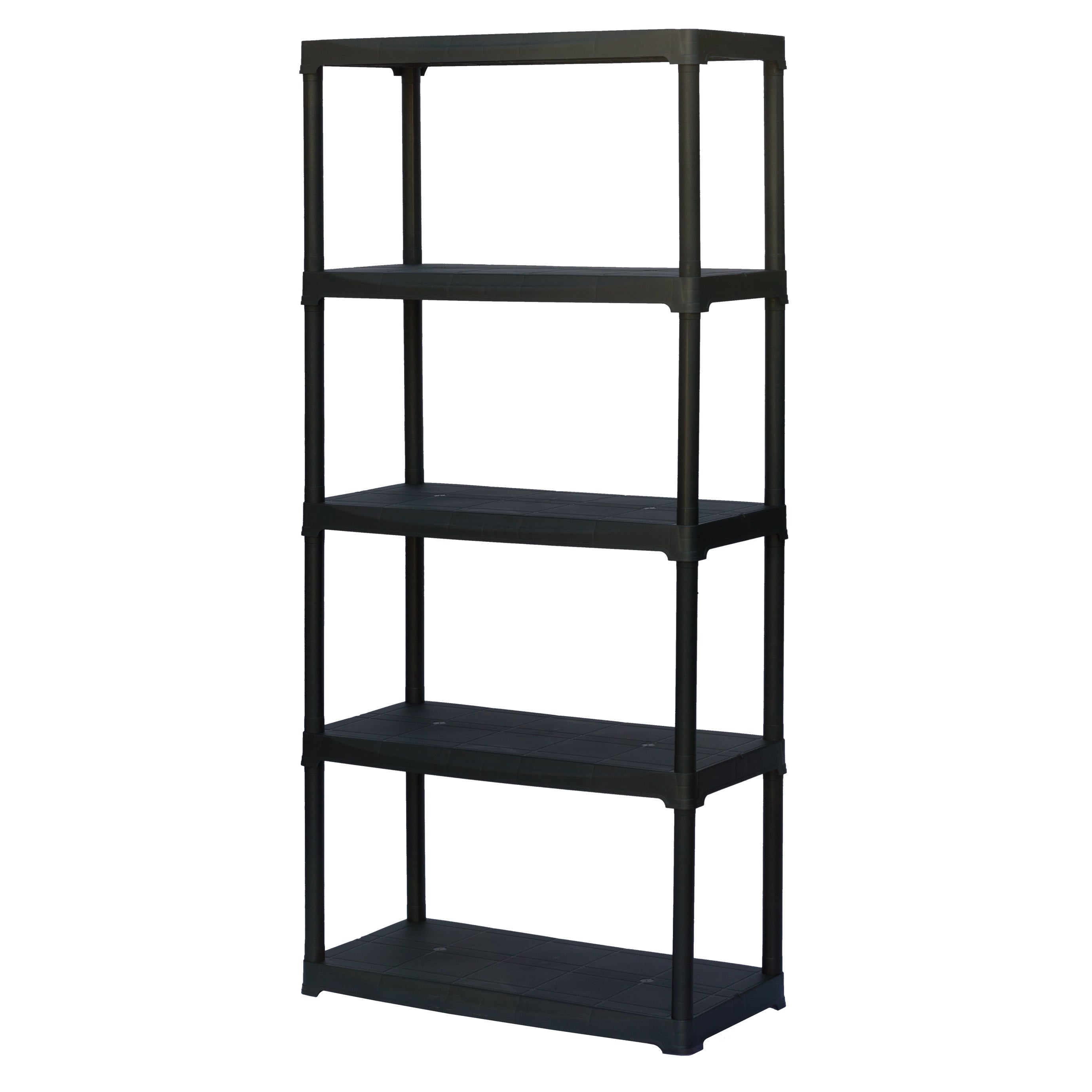 5 Plastic Shelving System - Black, 80x40x175 cm Storage Solution