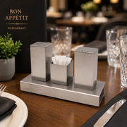 Stainless Steel Salt, Pepper & Toothpick Set with Stand