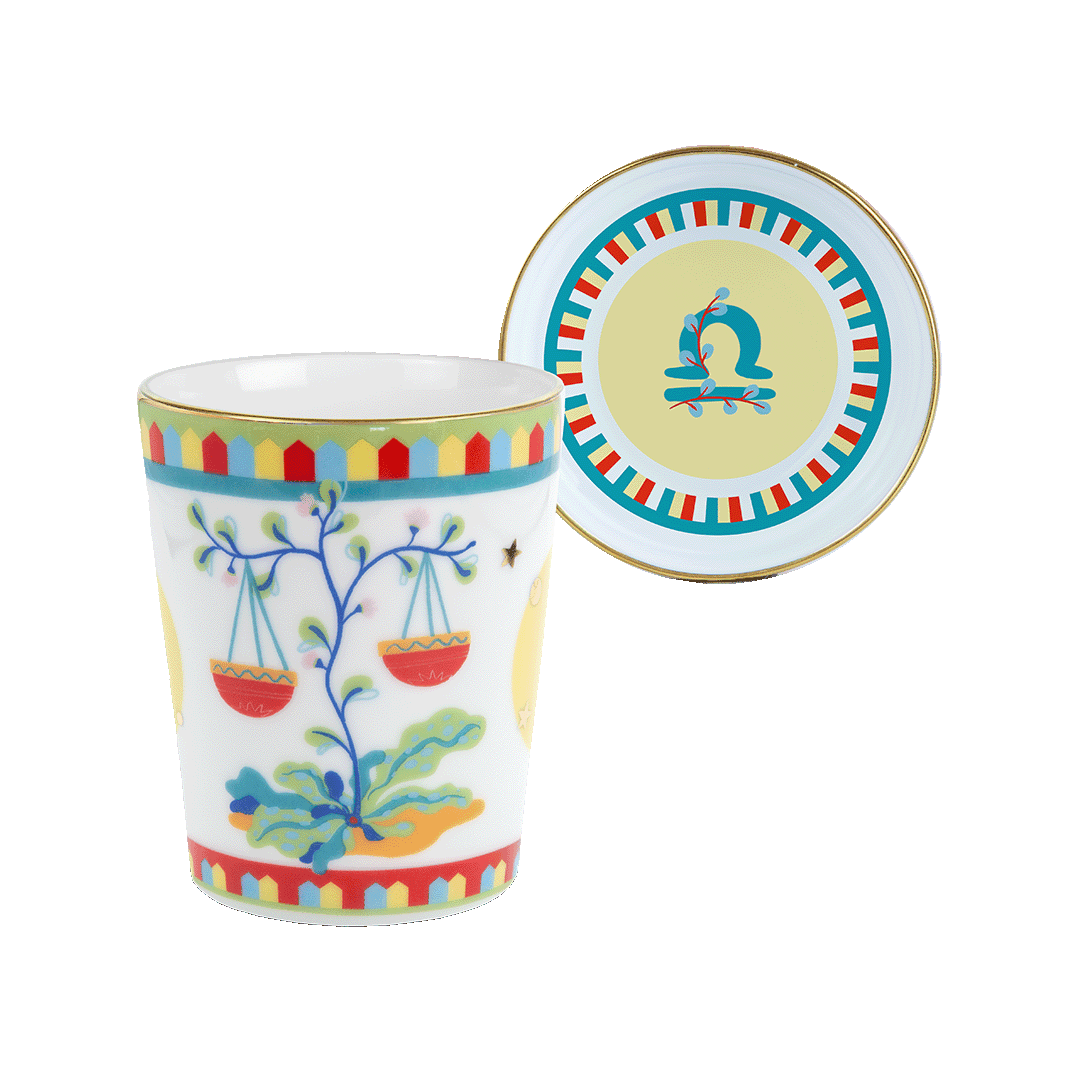 Cup With Lid/Saucer Libra - Porcelain Zodiac Vibe Ø9cm H12cm