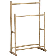Bamboo Cane Towel Rack with 2 Bars for Bathroom Storage