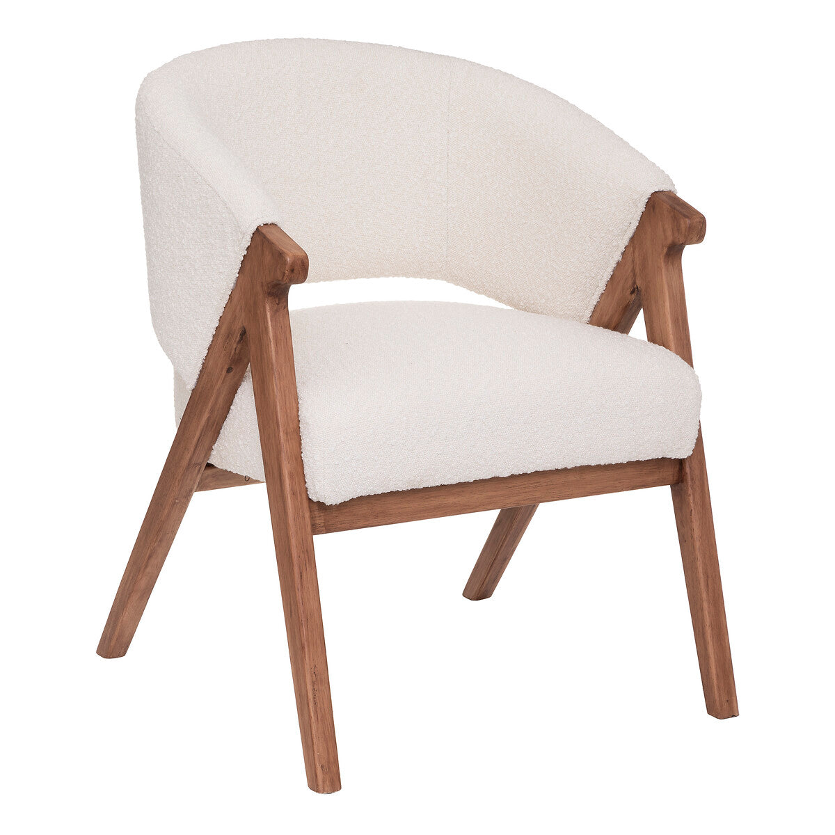 "Amza" Armchair with Exposed Rubberwood Frame