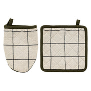 Helu Cotton-Linen Oven Mitt & Potholder Set